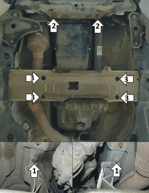 Защита стальная Мотодор для КПП, раздаточной коробки для Mercedes-benz M-class (W166) фото 3