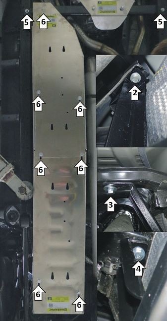 Защита алюминиевая Мотодор для топливного бака на Toyota Tundra (XK70) фото 2