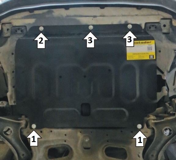 Защита стальная Мотодор для картера двигателя, КПП для Honda Fit (GP/GK) фото 2