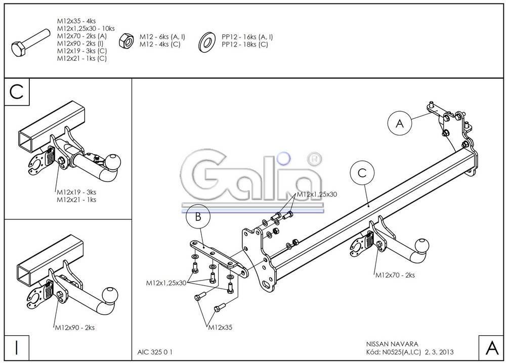 Фаркоп GALIA для Nissan Navara D40 фото 2