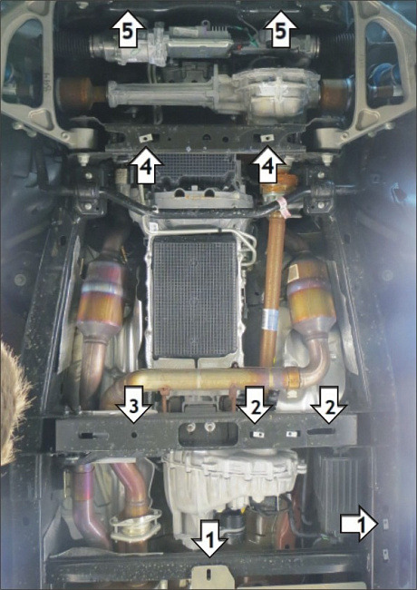 Защита алюминиевая Мотодор для переднего дифференциала и РК, КПП, картера двигателя на Ford F-150 Raptor SuperCrew фото 3