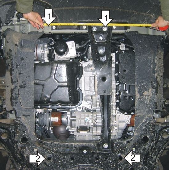 Защита стальная Мотодор для картера двигателя, КПП на Jeep Liberty и Compass фото 3