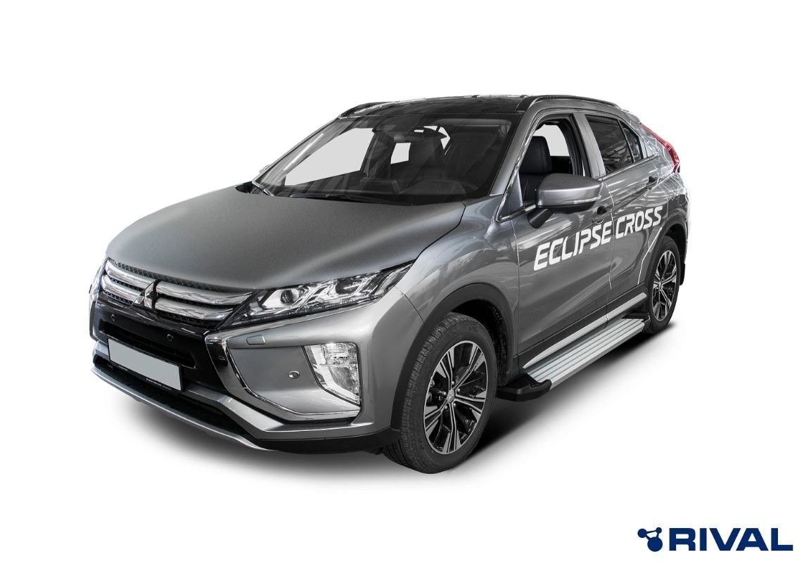 Порог-площадка Rival Silver F180AL c комплект крепежа для Mitsubishi Eclipse Cross (GK1W)