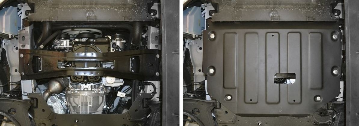 Защита стальная АвтоБроня для картера и КПП на  Ford Transit (TTF) и Tourneo Custom (M1 LRF) фото 2
