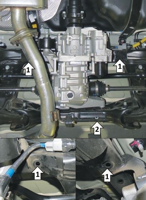 Защита стальная Мотодор для заднего дифференциала на Hyundai Santa Fé и KIA Sorento фото 3