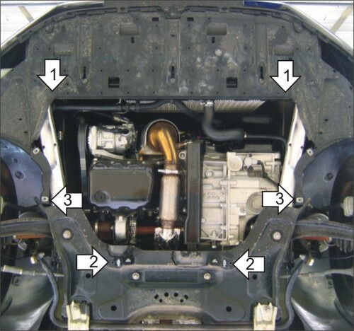 Защита стальная Мотодор для картера двигателя, КПП на Peugeot 308/3008 и Citroen C4/C4 Picasso