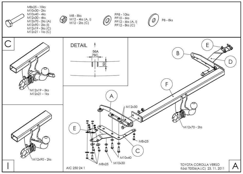 Фаркоп GALIA для Toyota Corolla Verso фото 2