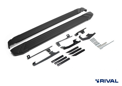Порог-площадка Rival Black F180ALB c комплектом крепежа для Haval Jollion (1 поколение) и Haval H3 (1 поколение)