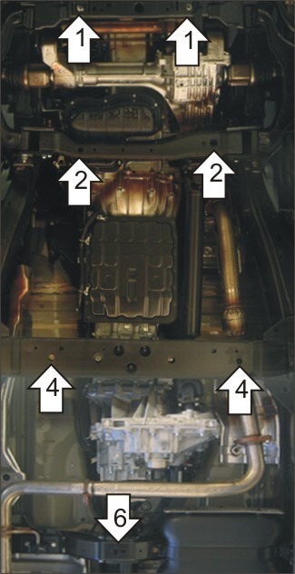 Защита алюминиевая Мотодор для картера двигателя, КПП, РК на Nissan Pathfinder и Navara фото 3