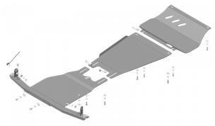 Защита стальная Мотодор для картера двигателя, КПП, переднего дифференциала, РК на Mitsubishi Pajero Sport III/L 200