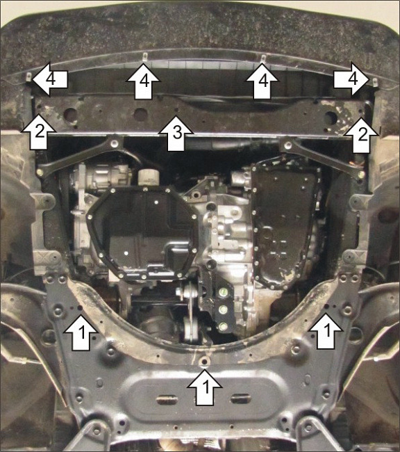 Защита алюминиевая Мотодор для картера двигателя, КПП на Nissan Qashqai фото 4