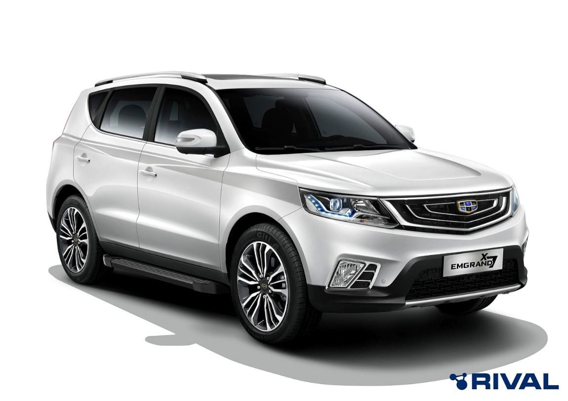 Порог-площадка Rival Black F173ALB c комплект крепежа для Geely Emgrand X7 (1 поколение рестайлинг)