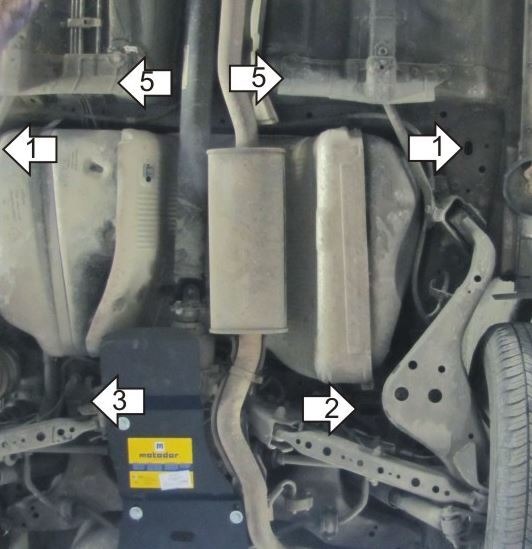 Защита стальная Мотодор для топливного бака на Nissan X-Trail фото 3