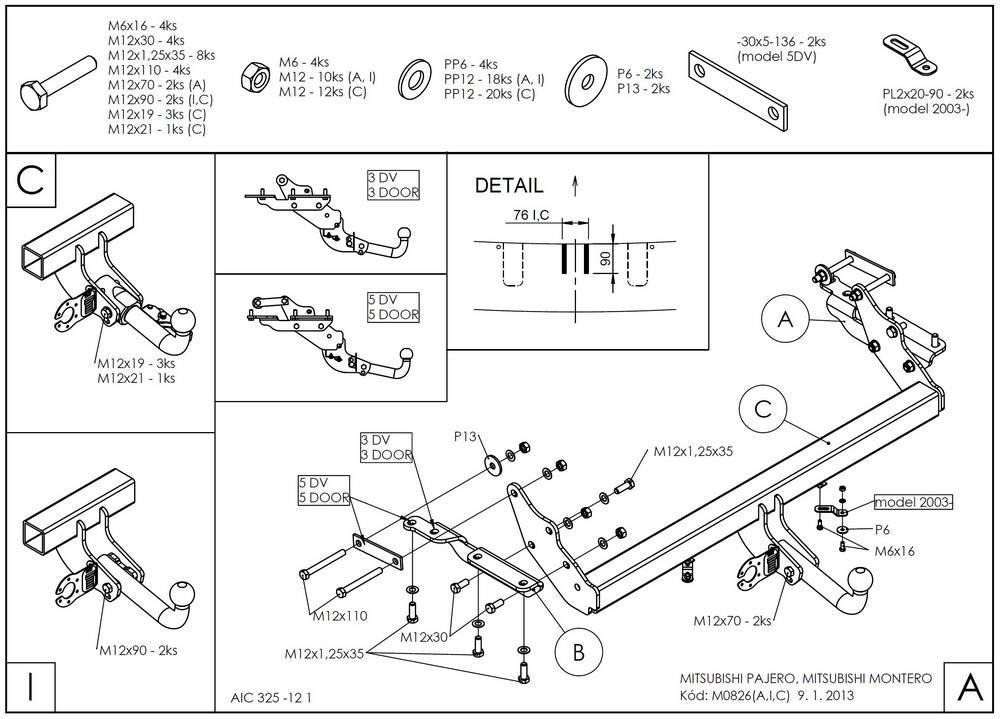 Фаркоп GALIA для Mitsubishi Pajero IV, Mitsubishi Pajero III 3/5 дверей V7  фото 2