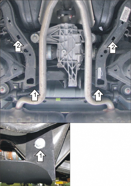 Защита алюминиевая Мотодор для заднего дифференциала на Cadillac CTS фото 2