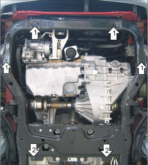 Защита стальная Мотодор для картера двигателя, КПП на Volkswagen Transporter/Caravelle/Multivan T5 и T6/T6.1 фото 3