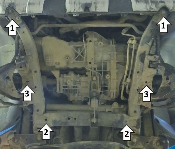 Защита стальная Мотодор для картера двигателя, КПП, переднего бампера на Renault Duster фото 3
