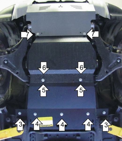 Защита стальная Мотодор для картера двигателя и переднего дифференциала, КПП на Mitsubishi Pajero Sport  фото 3