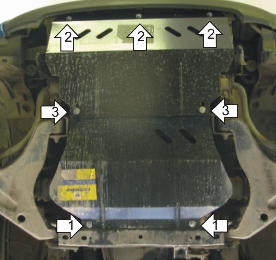 Защита стальная Мотодор для картера двигателя, радиатора, переднего дифференциала на Mitsubishi L 200 фото 3