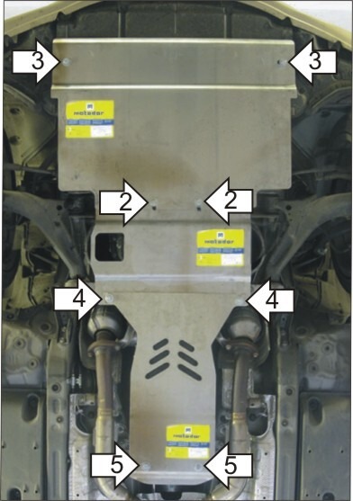 Защита алюминиевая Мотодор для картера двигателя, КПП, РК на Lexus IS 250 фото 5