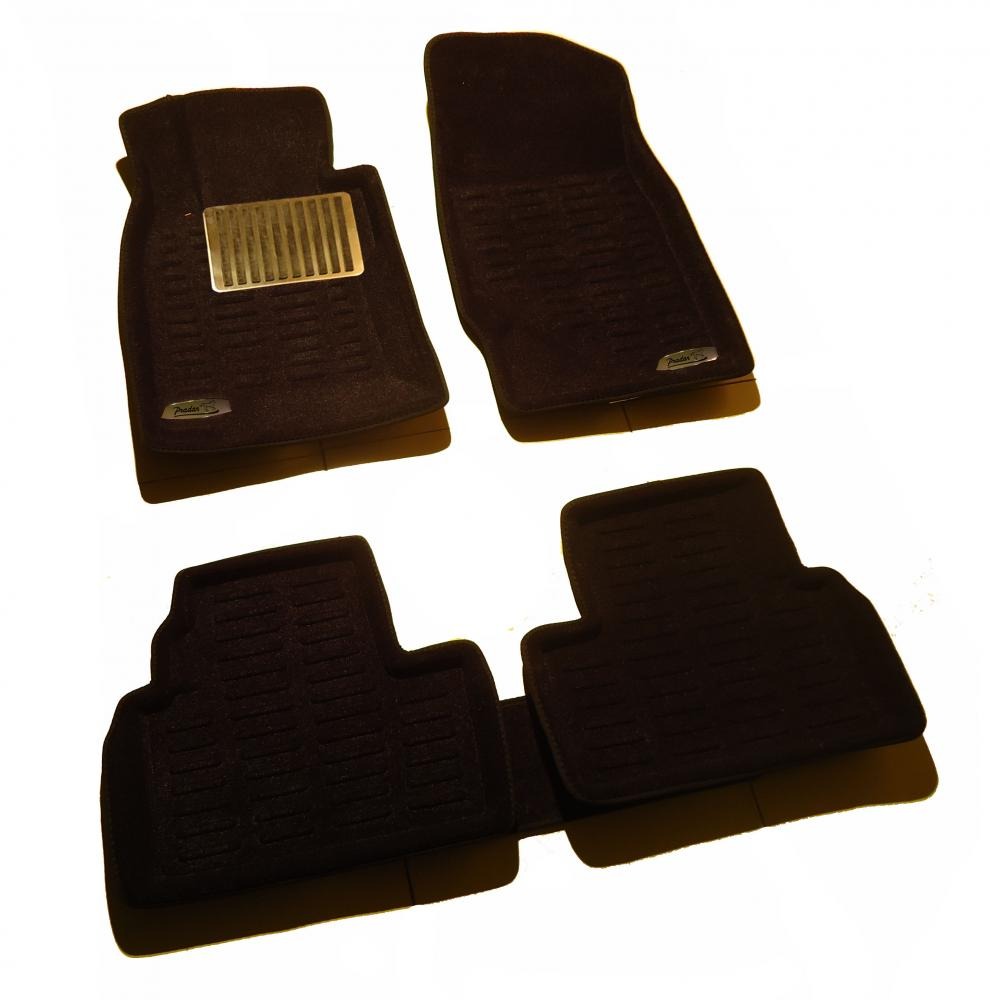 Коврики салона текстильные Infiniti G35  3D Pradar с бортиком черные (с металлическим подпятником)