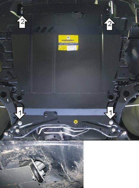 Защита стальная Мотодор для картера двигателя и КПП на Peugeot 4007 и Citroen C-Crosser и Mitsubishi Outlander XL фото 2