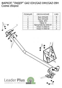 Фаркоп Лидер-Плюс для ГАЗ 3302 Газель бортовая