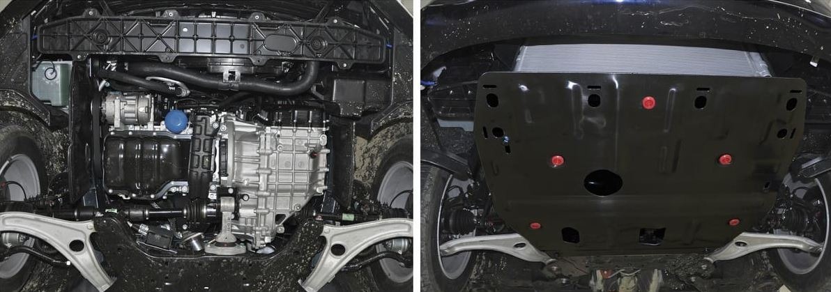 Защита стальная АвтоБроня для картера и КПП на Hyundai i40 (VF) фото 3
