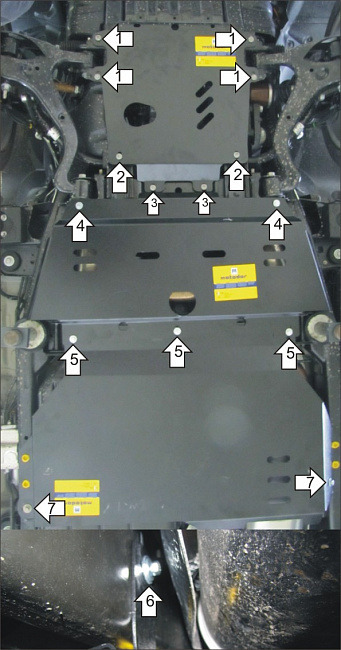 Защита алюминиевая Мотодор для картера двигателя, КПП, РК на Land Rover Range Rover Sport фото 6