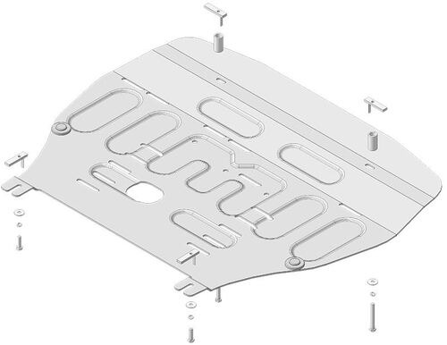 Защита алюминиевая Мотодор для картера двигателя, КПП на Hyundai Santa Fé/Tucson и KIA Sorento/Carniva