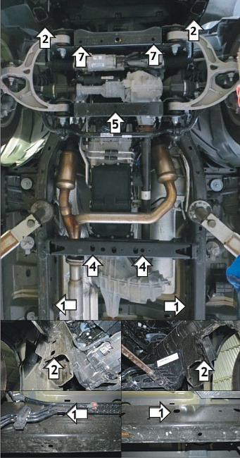Защита алюминиевая Мотодор для картера двигателя, переднего дифференциала, КПП, радиатора и РК на Dodge Ram 1500 фото 3