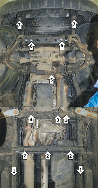 Защита алюминиевая Мотодор для картера двигателя, переднего дифференциала, КПП, радиатора, РК, Бак AdBlue на Dodge Ram 1500 фото 3