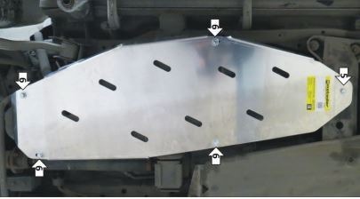 Защита алюминиевая Мотодор для топливного бака на Mitsubishi Pajero фото 3