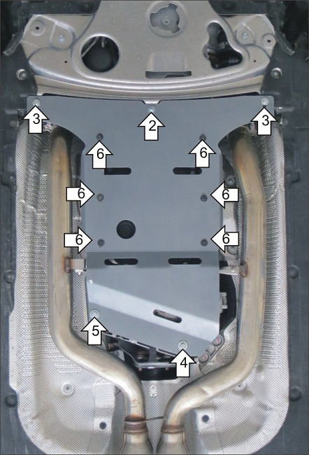 Защита алюминиевая Мотодор для картера двигателя и КПП на BMW 7-serie фото 4