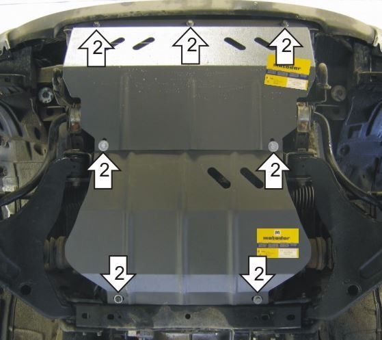 Защита стальная Мотодор для картера двигателя, переднего дифференциала и радиатора на Mitsubishi L 200 фото 3