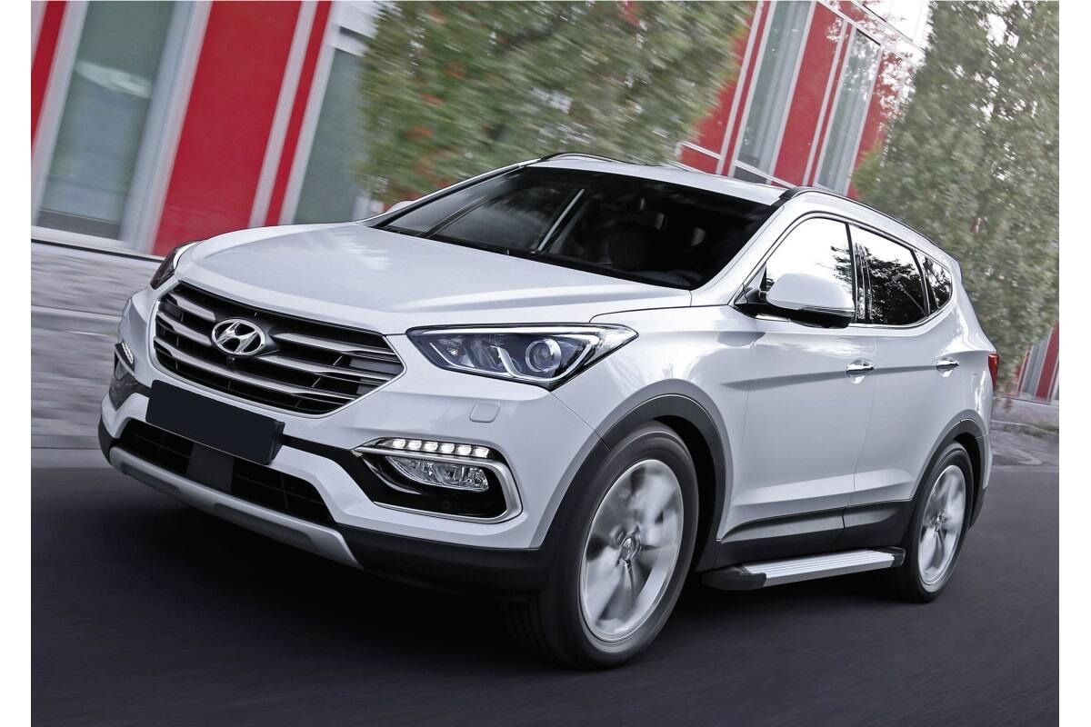 Порог-площадка Rival Silver F180AL c комплект крепежа для Hyundai Santa Fe (DM) и Santa Fe Premium фото 3