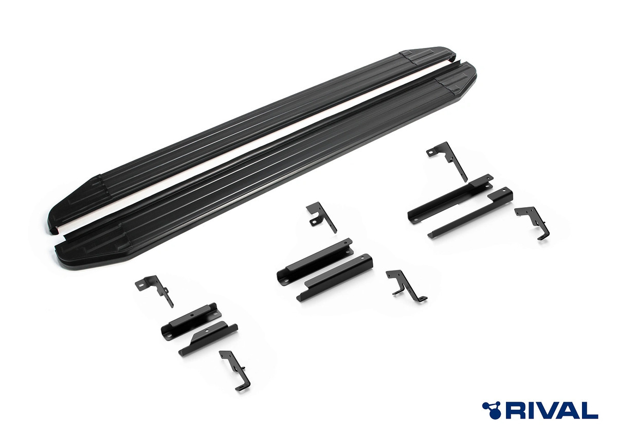 Порог-площадка Rival Premium-Black A193ALB c комплектом крепежа для Changan UNI-K (1 поколение)