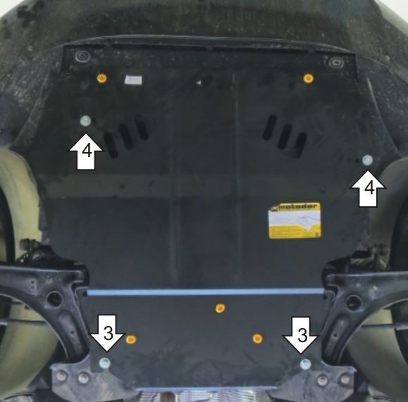 Защита стальная Мотодор для картера двигателя, КПП на Volkswagen Caddy и Skoda Superb/Yeti фото 2