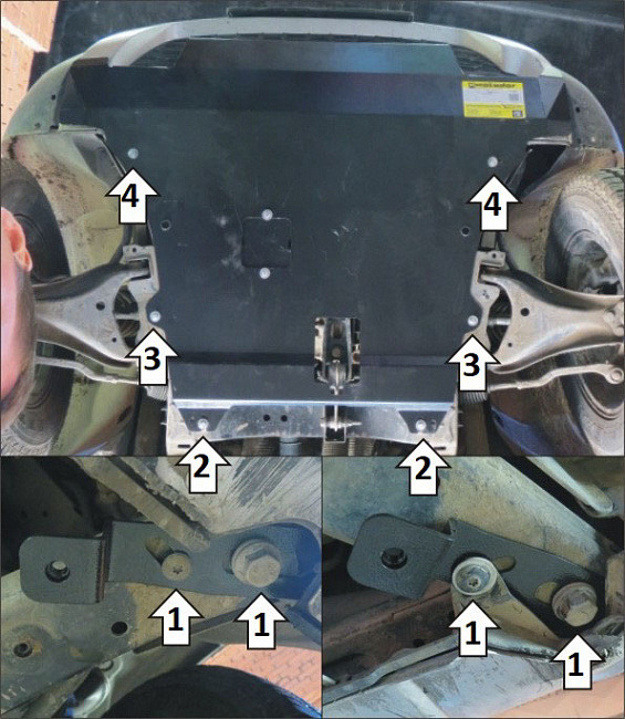 Защита стальная Мотодор для картера двигателя, КПП и переднего бампера на Renault Duster фото 4