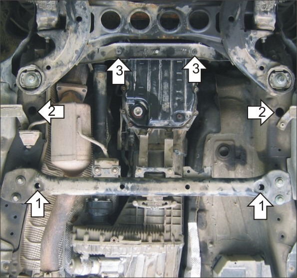 Защита алюминиевая Мотодор для КПП на Volkswagen Touareg и Porsche Cayenne фото 3