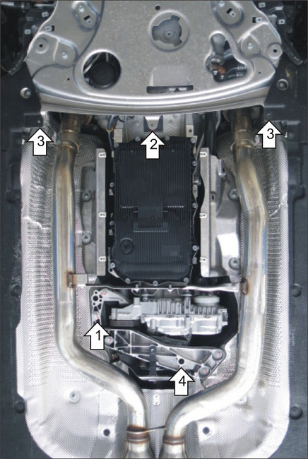 Защита алюминиевая Мотодор для картера двигателя и КПП на BMW 7-serie фото 3