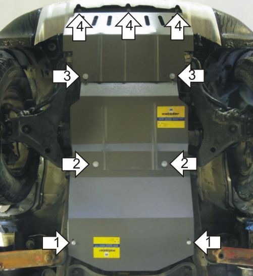Защита стальная Мотодор для картера двигателя, КПП, радиатора, переднего дифференциала на Mitsubishi Pajero Sport  фото 5