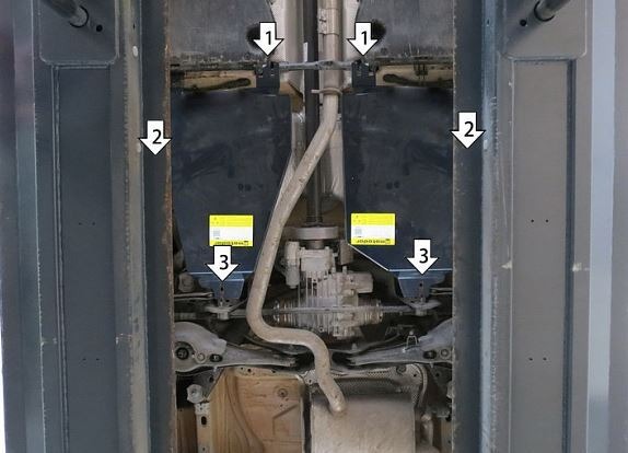 Защита стальная Мотодор для топливного бака на Volkswagen Tiguan фото 2