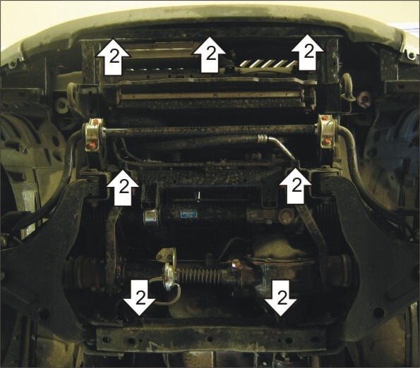 Защита алюминиевая Мотодор для картера двигателя, переднего дифференциала, радиатора на Mitsubishi L 200 фото 3