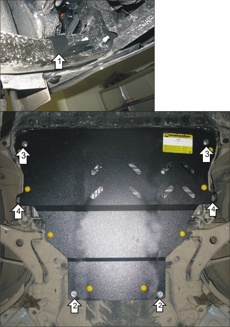 Защита алюминиевая Мотодор для картера двигателя и КПП на Ford Kuga фото 4