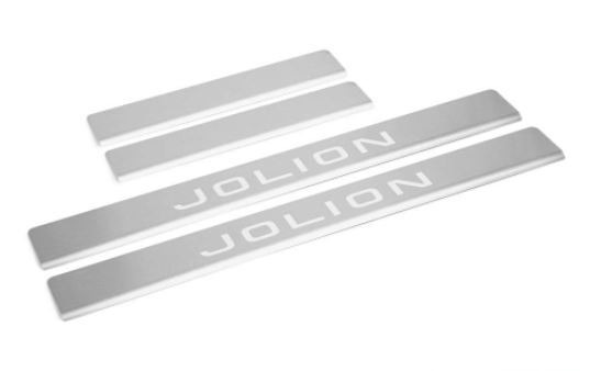 Комплект накладок на дверные пороги Rival для Haval Jolion с гравировкой Jolion