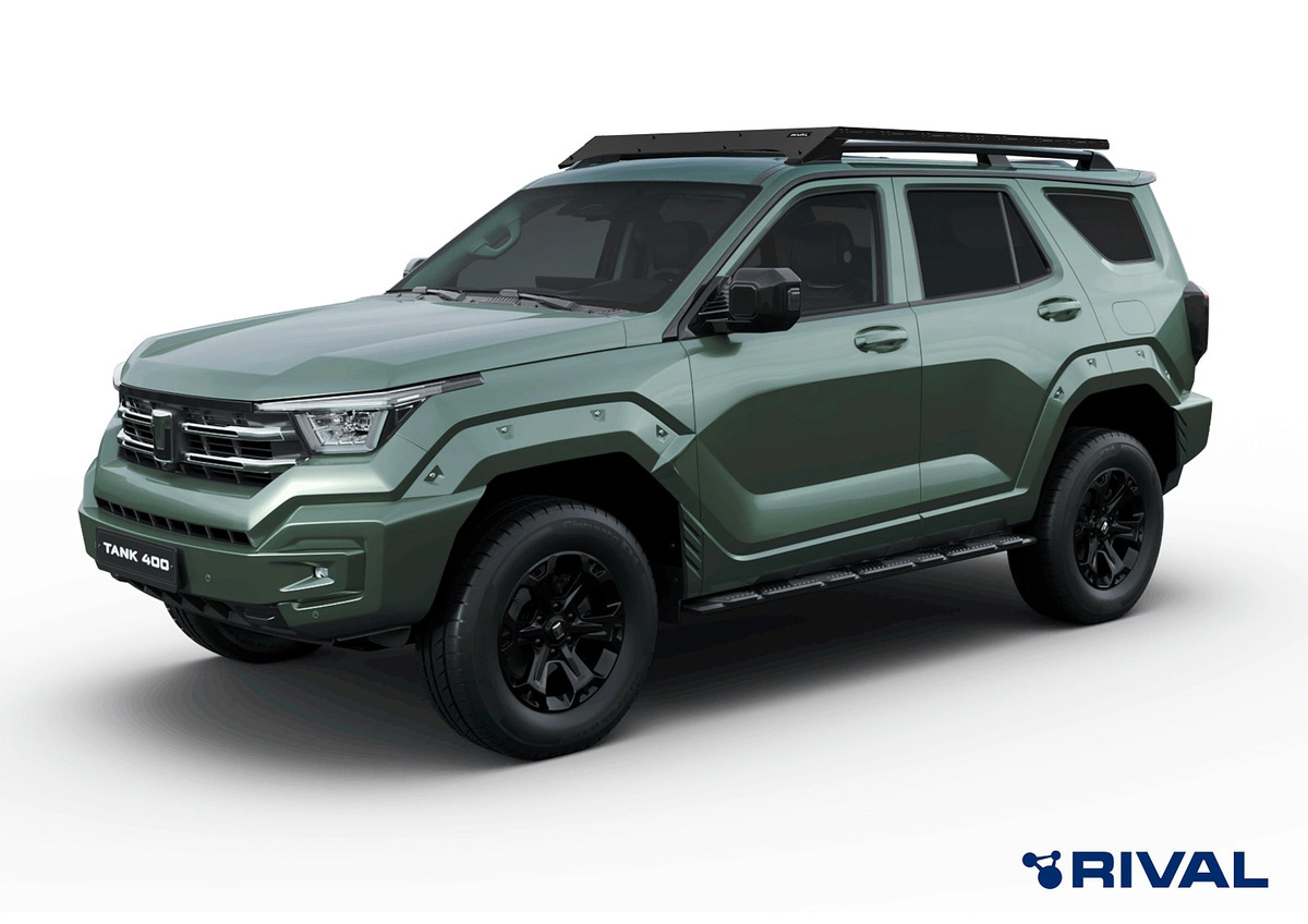 Грузовая черная алюминиевая платформа на рейлинги Rival для Tank 400 (1 поколение)​ фото 2