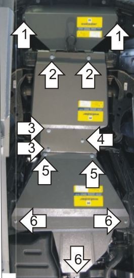 Защита стальная Мотодор для картера двигателя, переднего дифференциала, КПП, радиатора и РК на Ford Explorer фото 5