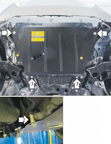 Защита стальная Мотодор для картера двигателя, КПП для Toyota RAV 4 фото 2