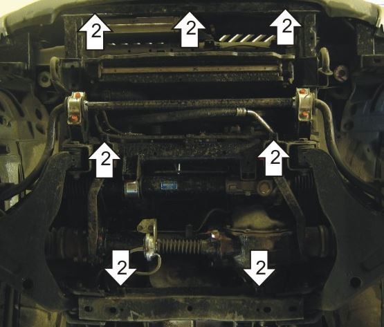 Защита стальная Мотодор для картера двигателя, переднего дифференциала и радиатора на Mitsubishi L 200 фото 4